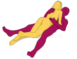 Posición sexual #14 - Tulipán. (cara a cara, acostada, la mujer encima). Kamasutra - Imágenes, fotos, ilustraciones