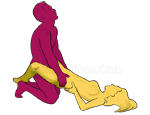 Posición sexual #5 - Acuario. (de rodillas, ángulo recto). Kamasutra - Imágenes, fotos, ilustraciones