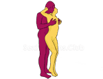 Posición sexual #7 - Vela. (por detrás, entrada por detrás, de pie). Kamasutra - Imágenes, fotos, ilustraciones