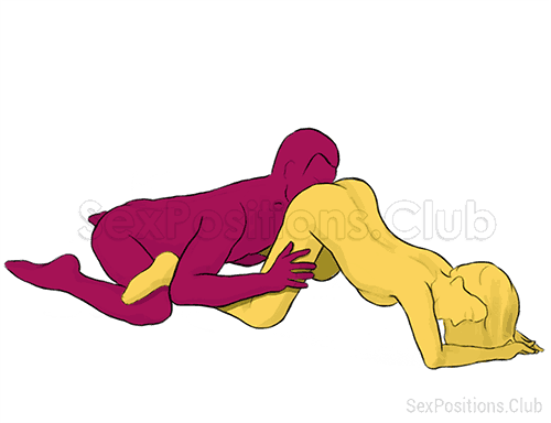 Posición sexual #86 - Fruta Prohibida. (cunnilingus, por detrás, de rodillas, sexo oral). Kamasutra - Imágenes, fotos, ilustraciones