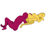 Posición sexual #98 - Caracol. (cunnilingus, por detrás, acostado, sexo oral). Kamasutra - Imágenes, fotos, ilustraciones
