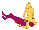 Posición sexual #146 - Emmanuel. (cunnilingus, de rodillas, sexo oral, mujer encima). Kamasutra - Imágenes, fotos, ilustraciones