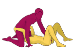 Posición sexual #123 - Espejismo. (mamada, de rodillas, hombre encima, sexo oral). Kamasutra - Imágenes, fotos, ilustraciones
