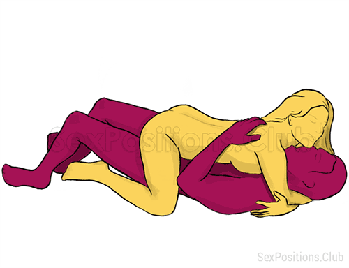 Posición sexual #101 - Regadera. (cara a cara, acostada, la mujer encima). Kamasutra - Imágenes, fotos, ilustraciones