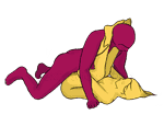Posición sexual #115 - Yunque. (cara a cara, tumbado, el hombre encima). Kamasutra - Imágenes, fotos, ilustraciones