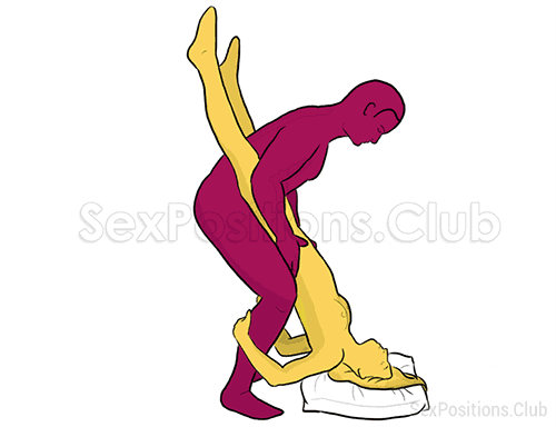 Posición sexual #144 - Figura de palo. (hombre encima, al revés, de pie). Kamasutra - Imágenes, fotos, ilustraciones