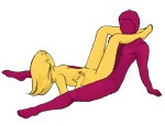 Posición sexual #205 - Rompecabezas. (ángulo recto, sentado). Kamasutra - Imágenes, fotos, ilustraciones