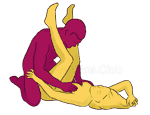 Posición sexual #199 - Nirvana. (de rodillas, ángulo recto). Kamasutra - Imágenes, fotos, ilustraciones