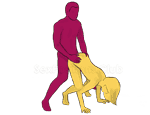 Posición sexual #235 - Salto. (estilo perrito, por detrás, entrada por detrás, de pie). Kamasutra - Imágenes, fotos, ilustraciones