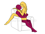 Posición sexual #414 - Estilo mexicano. (mujer encima, cara a cara, sentada). Kamasutra - Imágenes, fotos, ilustraciones