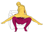 Posición sexual #311 - Ascensor fantástico. (estimulación del punto A, vaquera, estimulación del punto G, mujer encima). Kamasutra - Imágenes, fotos, ilustraciones