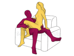 Posición sexual #299 - Bonita charla. (mujer encima, cruzada, sentada). Kamasutra - Imágenes, fotos, ilustraciones