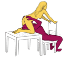 Posición sexual #373 - Cocina. (sexo oral, cunnilingus, mujer encima). Kamasutra - Imágenes, fotos, ilustraciones