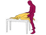 Posición sexual #454 - Adoración. (sexo anal, estilo perrito, por detrás, entrada por detrás, de pie). Kamasutra - Imágenes, fotos, ilustraciones