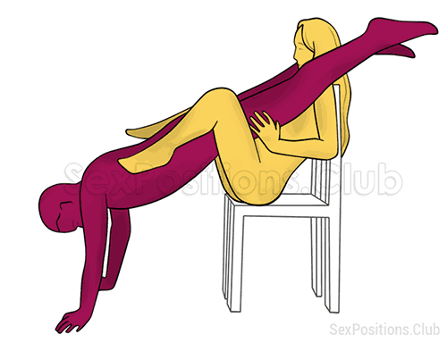 Posición sexual #425 - Salto en picado. (reverso, sentado, de pie). Kamasutra - Imágenes, fotos, ilustraciones