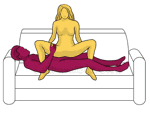 Posición sexual #398 - Nocturno. (sexo anal, mujer encima, criss cross). Kamasutra - Imágenes, fotos, ilustraciones