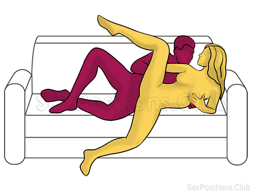 Posición sexual #309 - Saltamontes. (sexo anal, por detrás, entrada por detrás, de lado, cuchara, tumbado). Kamasutra - Imágenes, fotos, ilustraciones