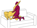 Posición sexual #476 - Arpa. (ángulo recto, de rodillas). Kamasutra - Imágenes, fotos, ilustraciones