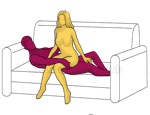 Posición sexual #282 - Sala de espera. (mujer encima, cruzada, sentada). Kamasutra - Imágenes, fotos, ilustraciones