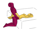 Posición sexual #456 - Pincho. (ángulo recto, de rodillas). Kamasutra - Imágenes, fotos, ilustraciones