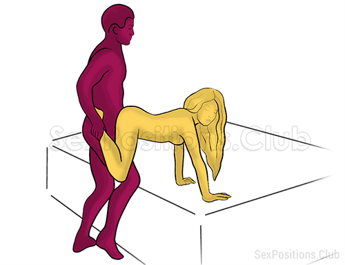 Posición sexual #424 - Remolcador. (estilo perrito, por detrás, entrada por detrás, de pie). Kamasutra - Imágenes, fotos, ilustraciones