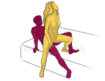 Posición sexual #368 - Baile sucio. (mujer encima, por detrás, de pie). Kamasutra - Imágenes, fotos, ilustraciones
