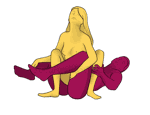 Posición sexual #258 - Nudo. (vaquera, mujer encima, por detrás). Kamasutra - Imágenes, fotos, ilustraciones