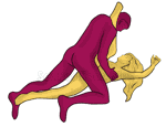 Posición sexual #268 - Carrera de espaldas. (hombre encima, arrodillado). Kamasutra - Imágenes, fotos, ilustraciones