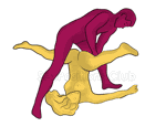 Posición sexual #285 - Yoga salvaje. (criss cross, reverso, hombre encima, de pie). Kamasutra - Imágenes, fotos, ilustraciones