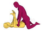 Posición sexual #302 - Plataforma de lanzamiento íntima. (sexo anal, ángulo recto). Kamasutra - Imágenes, fotos, ilustraciones
