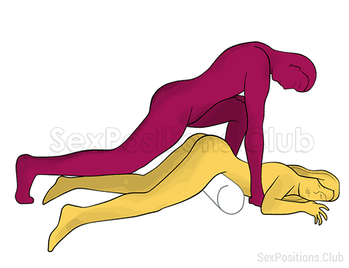Posición sexual #264 - La bella durmiente. (sexo anal, por detrás, entrada por detrás, hombre encima). Kamasutra - Imágenes, fotos, ilustraciones
