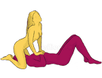 Posição de sexo #134 - 134 Deusa. (cunnilingus, ajoelhado, sexo oral, mulher em cima). Kamasutra - Imagens, fotos