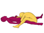 Posição de sexo #87 - Descarga. (broche, deitado, sexo oral). Kamasutra - Imagens, fotos