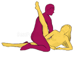 Posição de sexo #177 - Harpa. (ajoelhado, homem em cima, ângulo reto). Kamasutra - Imagens, fotos