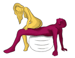 Posição de sexo #251 - Aterragem suave. (sexo anal, vaqueira, mulher em cima, por trás). Kamasutra - Imagens, fotos
