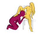 Posição de sexo #484 - O mestre lambedor. (sexo oral, cunnilingus, sentado,). Kamasutra - Imagens, fotos