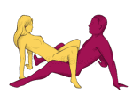 Posição de sexo #392 - Mesa de centro. (sexo anal, vaqueira, mulher em cima, invertido, sentada). Kamasutra - Imagens, fotos