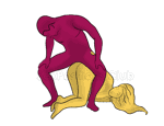 Posição de sexo #295 - Trono de Ferro. (estilo cãozinho, por trás, entrada traseira, reverso, homem em cima, em pé). Kamasutra - Imagens, fotos