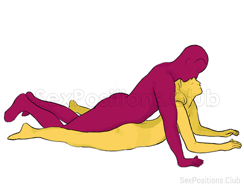 Prone bone sex position (from behind, lying down, man on top, rear entry). Kamasutra - Photo, picture, image