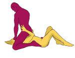 Sex position #135 - Female prisoner. (blowjob, kneeling, man on top, oral sex). Kamasutra - Photo, picture, image