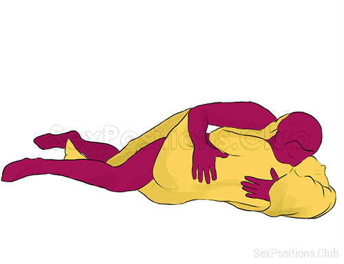 Sex position #136 - Thirst. (face to face, lying down, sideways). Kamasutra - Photo, picture, image