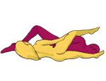 Sex position #172 - Marmalade. (lying down, reverse, sideways). Kamasutra - Photo, picture, image