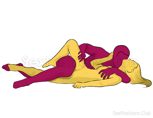 Scissor sex position (face to face, lying down, sideways). Kamasutra - Photo, picture, image