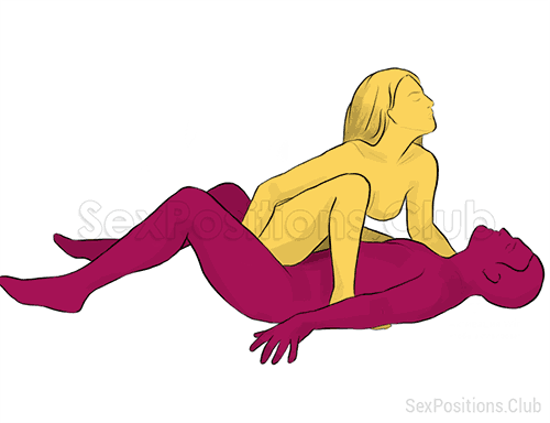 Sex position #40 - Crouching Tiger. (cowgirl, face to face, woman on top). Kamasutra - Photo, picture, image