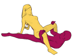 Sex position #77 - Crab. (cowgirl, reverse, woman on top). Kamasutra - Photo, picture, image