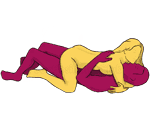 Sex position #101 - Watering can. (face to face, lying down, woman on top). Kamasutra - Photo, picture, image