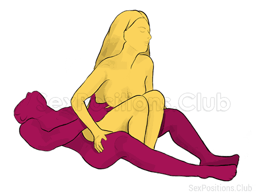 Sex position #66 - Rose. (cowgirl, from behind, woman on top). Kamasutra - Photo, picture, image