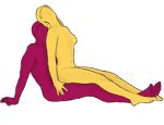 Sex position #114 - Chair. (cowgirl, from behind, sitting, woman on top). Kamasutra - Photo, picture, image