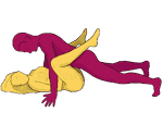 Sex position #79 - Rodeo. (face to face, lying down, man on top). Kamasutra - Photo, picture, image