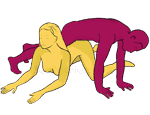Sex position #80 - Avalanche. (criss cross, from behind, man on top, rear entry). Kamasutra - Photo, picture, image